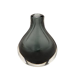 VASO DECORATIVO EM VIDRO NA COR FUME - 14CM