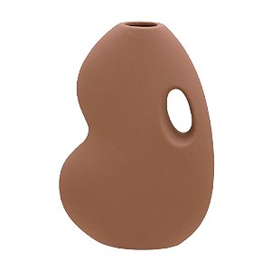 VASO DECORATIVO ORGANICO EM CERAMICA NA COR MARROM - 32CM