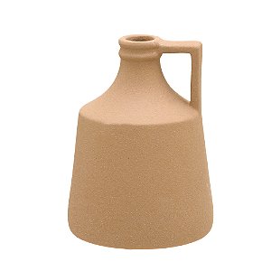 VASO DECORATIVO C/ALÇA EM CERAMICA NA COR BEGE - 21CM