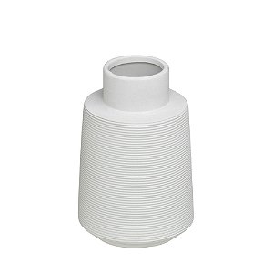 VASO DECORATIVO RISCATO EM CERAMICA NA COR BRANCO - 18cm