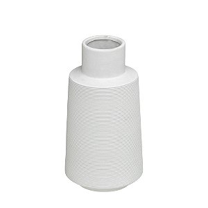 VASO DECORATIVO RISCATO EM CERAMICA NA COR BRANCO - 24,5cm