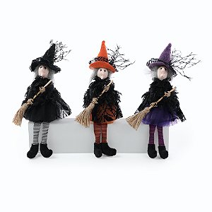 TRIO DE BRUXAS CELESTE, EVANORA E EDITH 28CM - HALLOWEEN