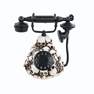 TELEFONE DECORATIVO CAVEIRAS LUZ E SOM 20x24CM - HALLOWEEN