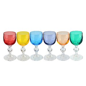 JG 06 TACAS LICOR CLAUDIA EM CRISTAL ECOLOGICO 50ML BOHEMIA