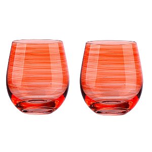 JOGO DE 2 COPOS JOY EM VIDRO 550ML A12CM COR CORAL