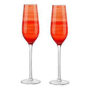 JOGO DE 2 TACAS PARA CHAMPANHE JOY EM VIDRO 250ML CORAL