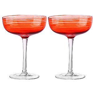 JOGO DE 2 TACAS PARA COQUETEL JOY EM VIDRO 325ML CORAL