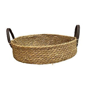 CESTO BANDEJA DECORATIVO PARACANAS NATURAL 30X30X7CM