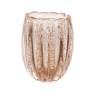 VASO DE VIDRO ITALY DOURADO 10CM X 8,5CM X 12CM WOLFF