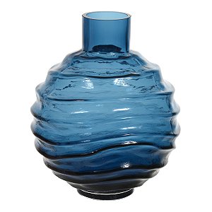 VASO DECORATIVO VIDRO AZUL 24,5CMX21CM FLORARTE