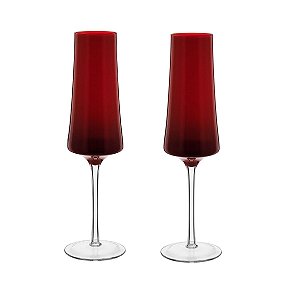 JG 2PÇ TAÇAS CHAMPANHE LATOUR VIDRO VERMELHO 210ml