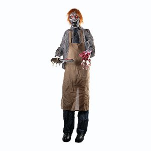 ZUMBI DECOR SERRA ELETRICA LUZ SOM MOVIMENTO170CM HALLOWEEN