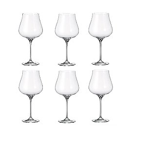 Jg 6 Taças de Cristal Bohemia Burgundy Limosa Gastro 740ml