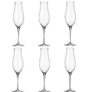Jogo 6 taças p/ champanhe Limosa em cristal Bohemia 300ml