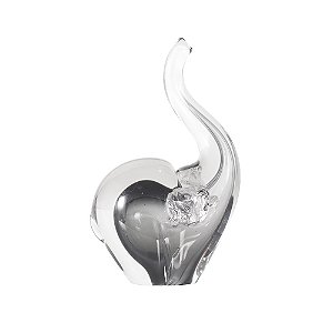 ESCULTURA  ELEFANTE DECORATIVO EM VIDRO FUME 23CM