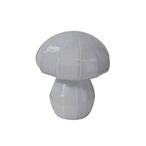 ESCULTURA DECORATIVA COGUMELO EM VIDRO BRANCO 17.3CM