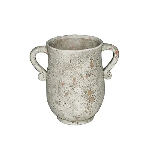 VASO DECORATIVO EM CERAMICA BRANCO RUSTICO - 26,5cm