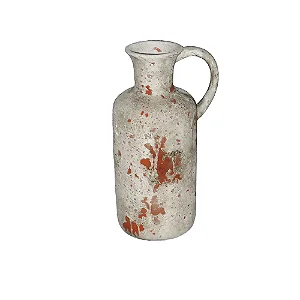 VASO DECORATIVO ESTILO JARRA EM CERAMICA BRANCO RUSTICO