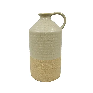 VASO DECORATIVO CERAMICA VERDE E BEGE 25,7CM