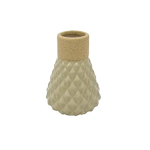 VASO DECORATIVO CERAMICA VERDE E BEGE 14,7CM