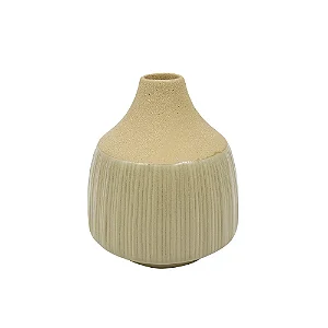 VASO DECORATIVO CERAMICA VERDE E BEGE 11,9CM