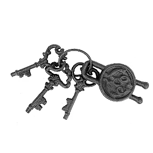 PECA DECORATIVA MOLHO DE CHAVES ANTIGAS EM FERRO PRETO 17CM