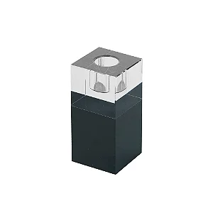 CASTICAL DECORATIVO EM CRISTAL TRANSPARENTE E PRETO - 10CM