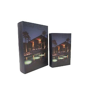CJ DE LIVROS CAIXA DECORATIVO DESIGN AZUL E PRETO 2PCS