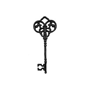 ESCULTURA DECORATIVA CHAVE ANTIGA EM FERRO PRETO  19,8CM