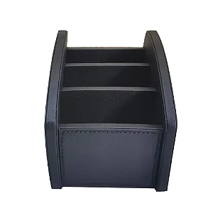 PORTA CONTROLE REMOTO EM COURO SINTETICO PRETO 3 DIVISORIAS
