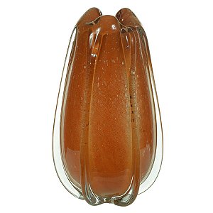 VASO DECORATIVO VIDRO TIPO MURANO MARROM 38CMX21CM FLORARTE