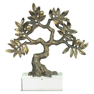 ESCULTURA  DE ARVORE POLIRESINA DOURADO 24X8X26CM FLORARTE