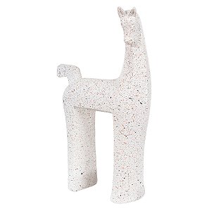 ESCULTURA DECOR POLIRESINA CAVALO CINZA 19X12X4CM FLORARTE