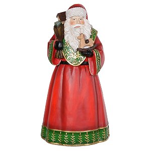ESCULTURA NATAL PAPAI NOEL RESINA VERMELHO 38CM FLORARTE