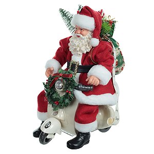 ESCULTURA PAPAI NOEL EM RESINA C/ LAMBRETA 25CM FLORARTE