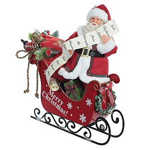 ESCULTURA PAPAI NOEL C TRENO EM METAL DE 32,5CM FLORARTE