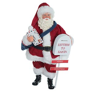 ESCULTURA PAPAI NOEL CARTEIRO EM RESINA 27,5cm