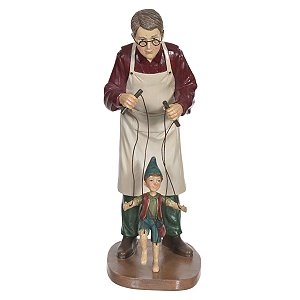 ESCULTURA BONECO GEPETO E PINOQUIO EM RESINA 35,7CM FLORARTE