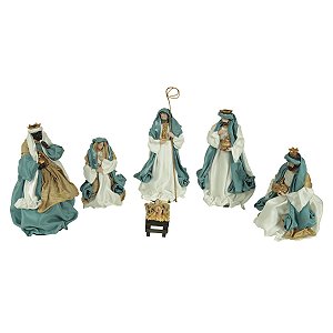 PRESEPIO NATALINO EM RESINA COM 6 PÇS 30CM FLORARTE