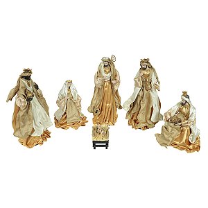 PRESEPIO NATALINO EM RESINA COM 6 PÇS CHAMP 40CM FLORARTE