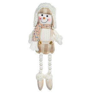 BONECO DE NEVE NATAL SENTADO CHAMPANHE 38CM FLORARTE