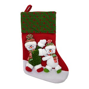 MEIA NATALINA DECOR BONECO DE NEVE EM POLIESTER 42cm