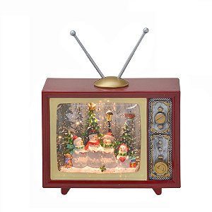 TV DECORATIVA NATAL LUZ E MOV EM AGUA BONECO DE NEVE 23,5cm