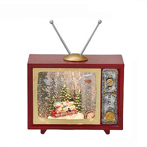 TV DECOR NATAL LUZ E MOV EM AGUA B DE NEVE NO TRENO 23,5cm
