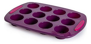 FORMA EM SILICONE PARA 12 MUFFINS SILICONE LINE MODA DO CHEF