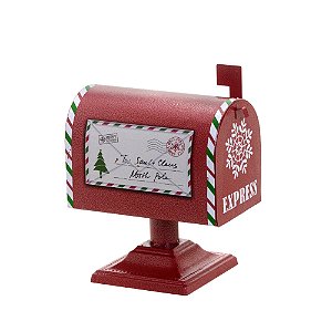CAIXA DE CORREIO NATALINA EM METAL VERMELHO NORTH POLE - 26cm