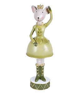 ESCULTURA NATALINA CAMUNDONGO BAILARINA C SAIA E COROA 28CM