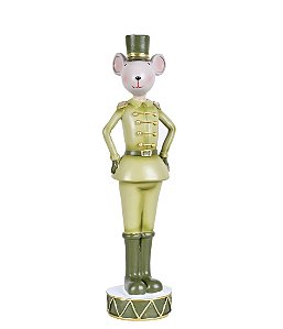 ESCULTURA NATALINA COMUNDONGO COM FARDA E CHAPEU 21,5CM