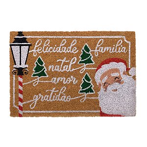 CAPACHO FELIZ NATAL NOEL EM FIBRA DE COCO 60X40CM