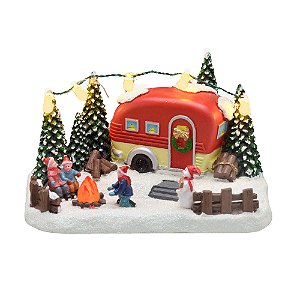 VILA NATALINA COM LUZ ACAMPANDO COM TRAILER 11X18CM
